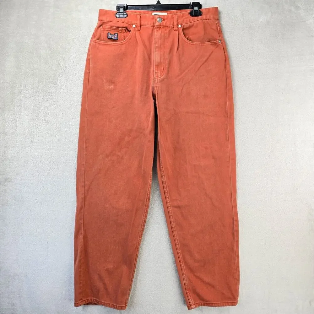 HUF Cromer Jeans Mens 34 (Fits 33x30) Orange Baggy Skate Y2K 90s Denim Pants
